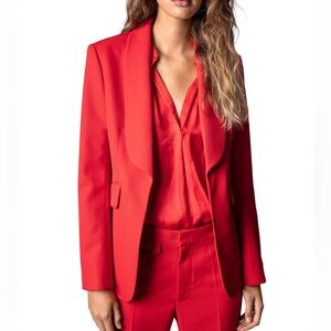 Zadig & Voltaire Date Gabardine Red Blazer sz 38